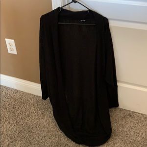 Black waffle knit cocoon cardigan